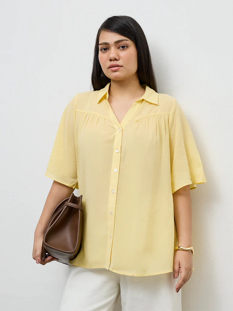 Gia Yellow Solid Blouse - Image 2