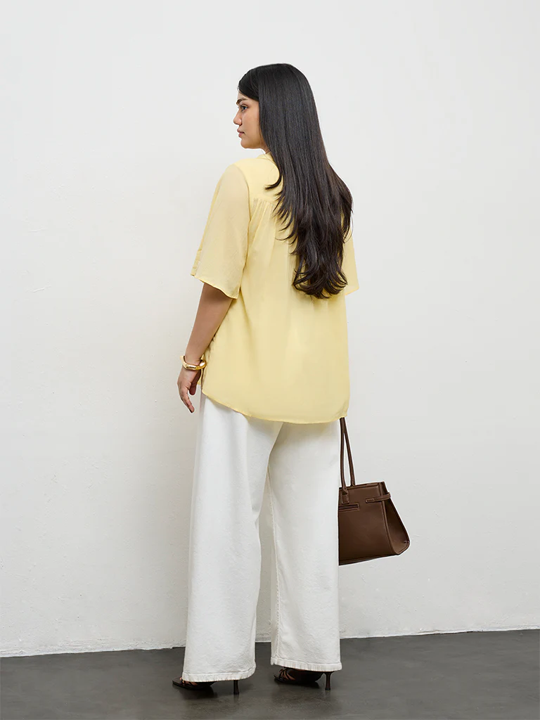 Gia Yellow Solid Blouse - Image 4