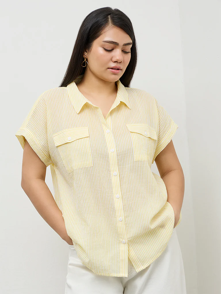 Gia Yellow Striped Cotton Shirt
