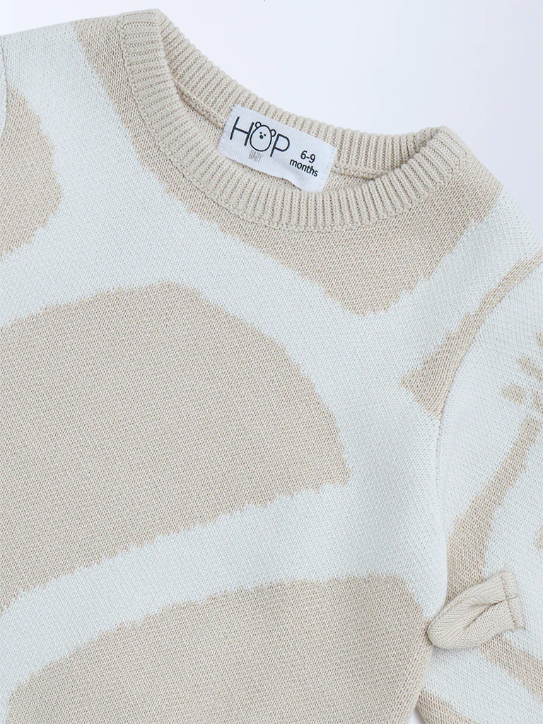 HOP Baby Boys Beige Animal Design Cotton Sweater - Image 4