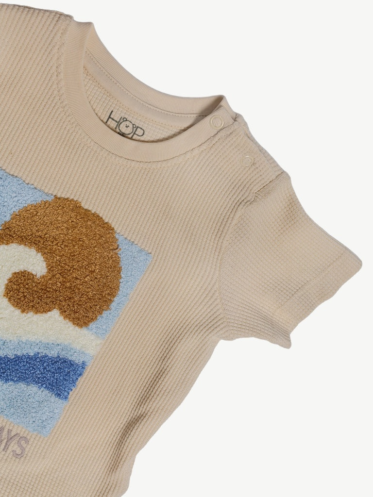 HOP Baby Boys Beige Graphic T-Shirt and Shorts Set - Image 4