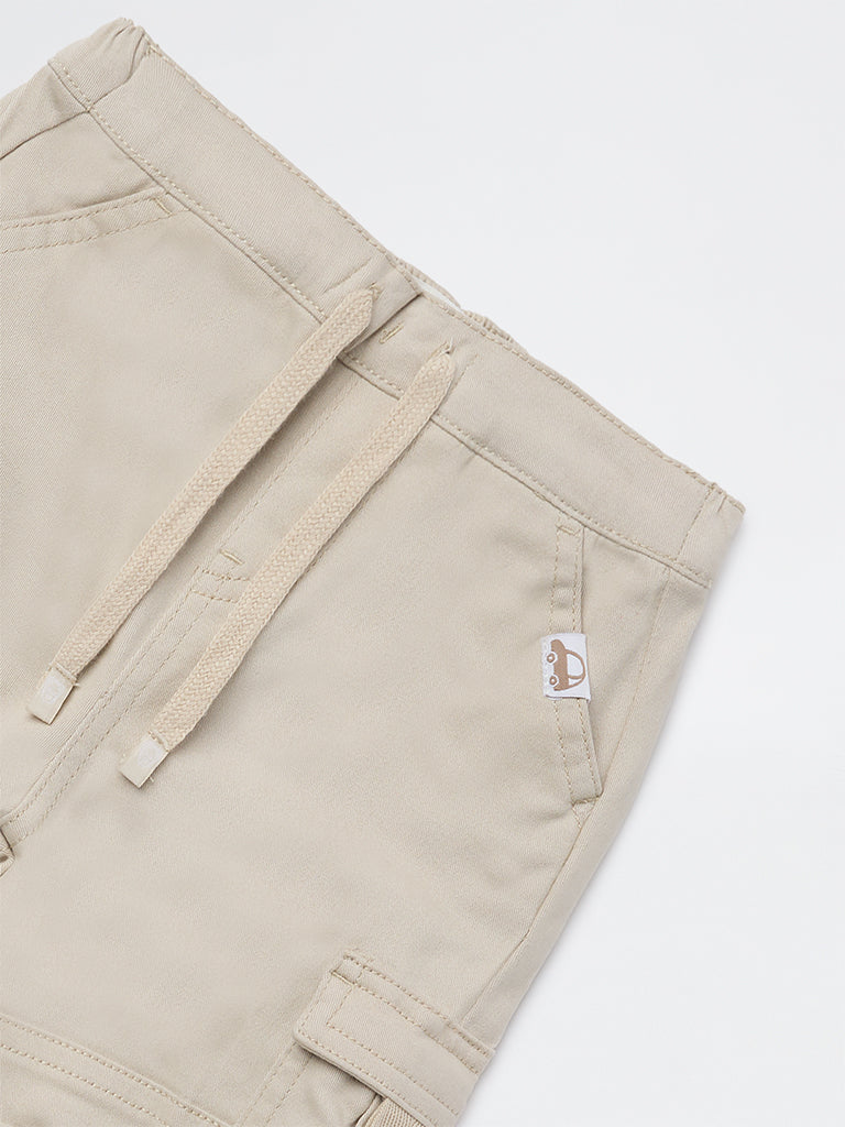 HOP Baby Boys Beige Mid-Rise Cotton-Blend Joggers - Image 5