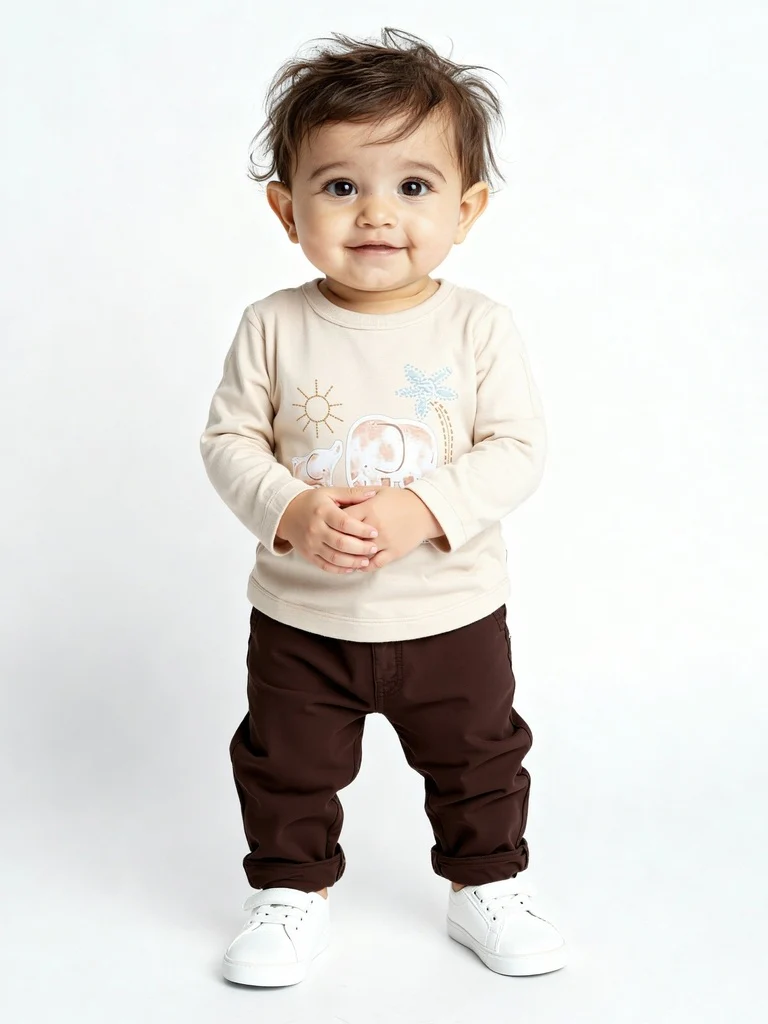 HOP Baby Boys Beige Printed Cotton T-Shirts - Pack of 3