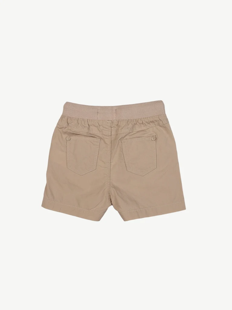 HOP Baby Boys Beige Solid Cotton Shorts - Image 3