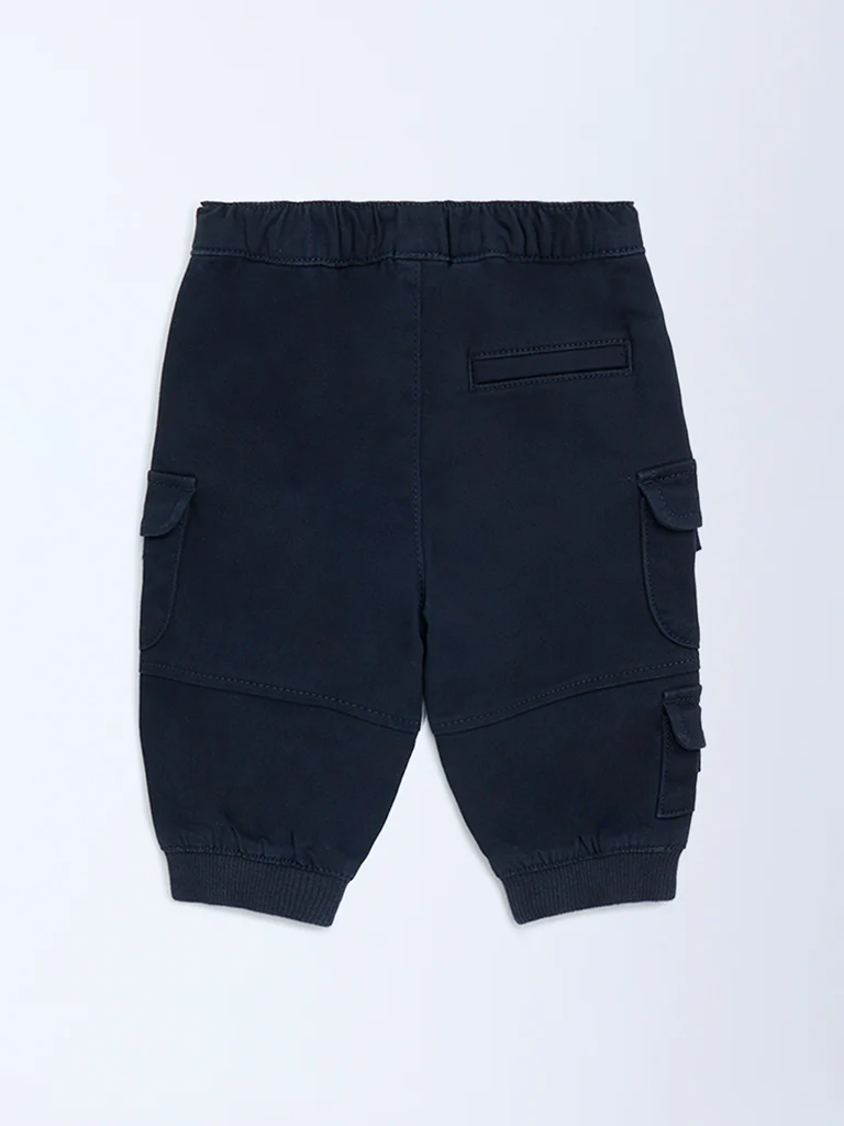 HOP Baby Boys Black Mid-Rise Cotton-Blend Joggers - Image 4