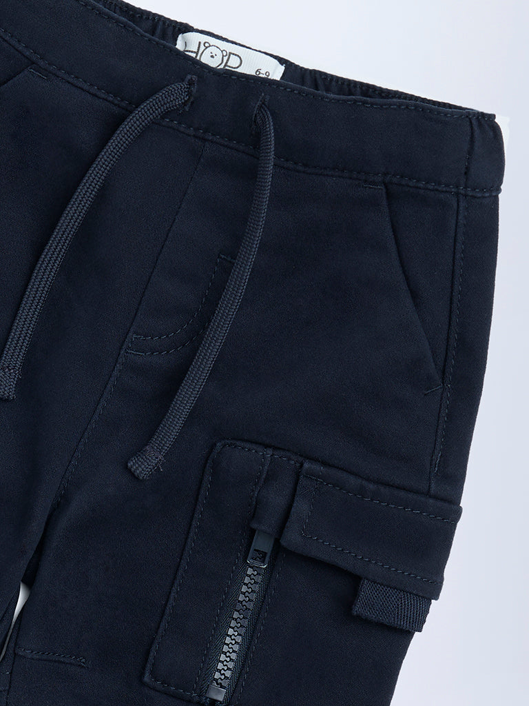 HOP Baby Boys Black Mid-Rise Cotton-Blend Joggers - Image 5