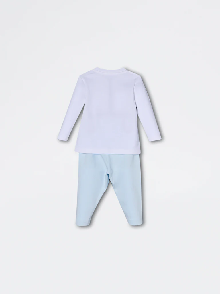 HOP Baby Boys Blue Animal Pattern Cotton Co-ord Set - Exclusive - Image 3