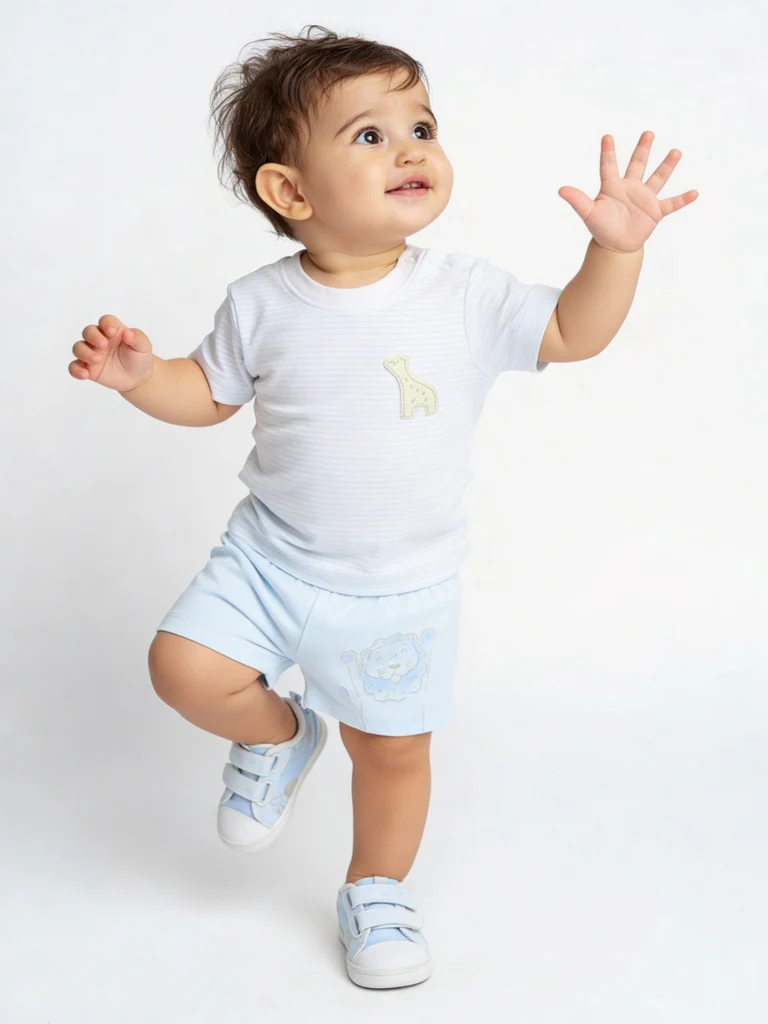 HOP Baby Boys Blue Printed Cotton T-Shirt - Pack of 3