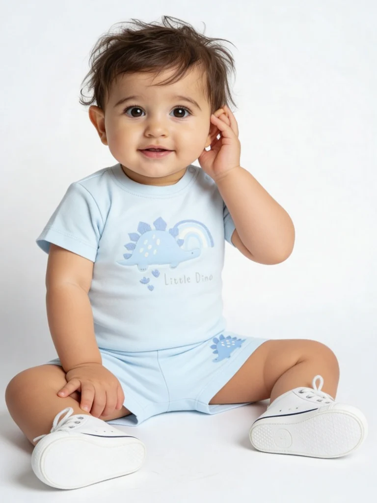 HOP Baby Boys Blue Printed Cotton T-Shirts - Pack of 3