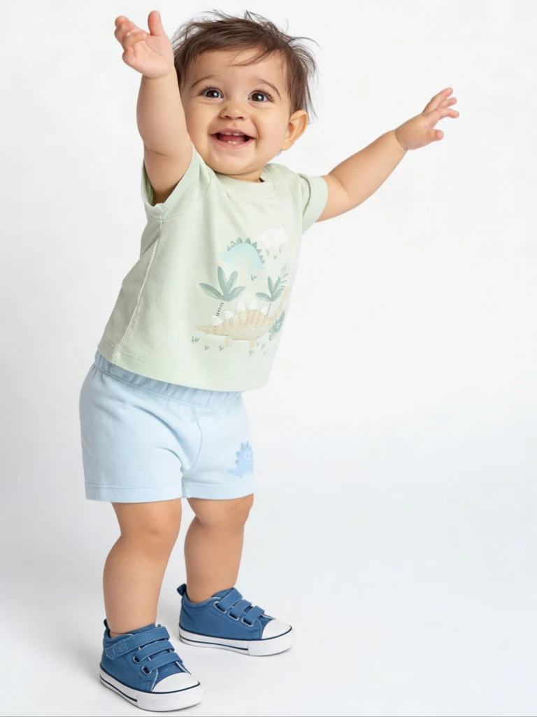 HOP Baby Boys Blue Printed Mid-Rise Cotton Shorts - Pack of 3