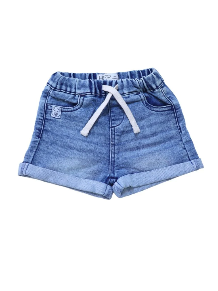 HOP Baby Boys Blue Washed Regular Fit Denim Shorts - Image 3