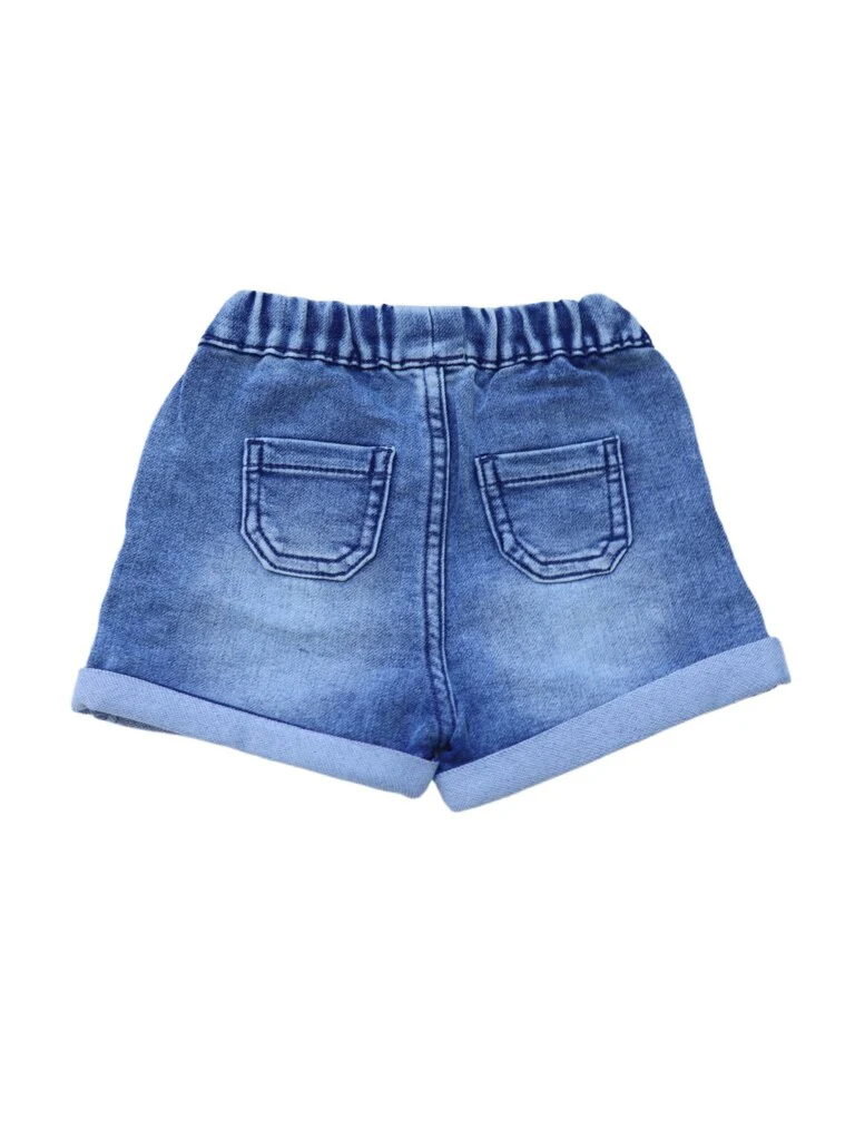 HOP Baby Boys Blue Washed Regular Fit Denim Shorts - Image 4