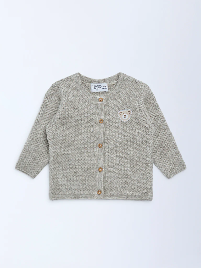 HOP Baby Boys Brown Knit-Textured Sweater - Image 2