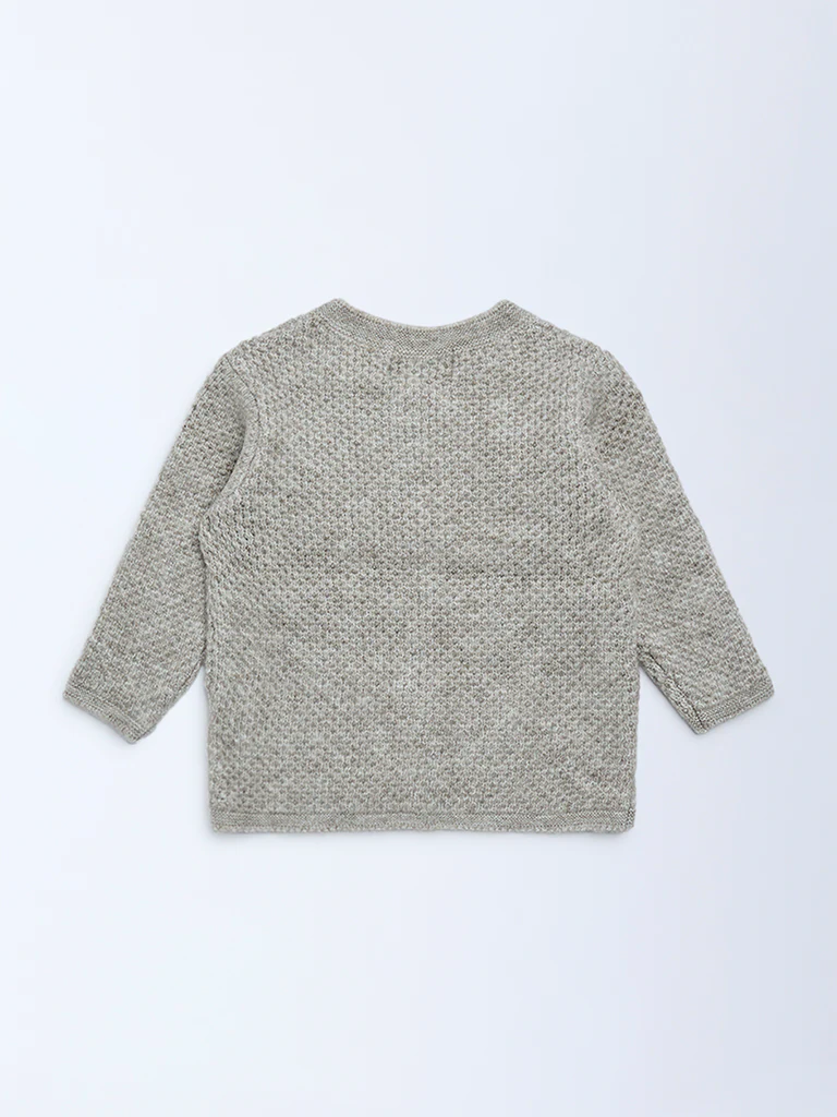 HOP Baby Boys Brown Knit-Textured Sweater - Image 3
