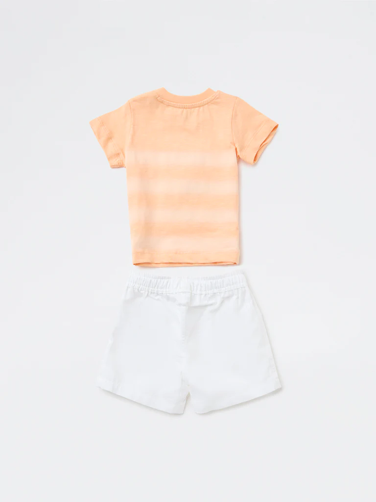 HOP Baby Boys Coral Cotton T-Shirt and Shorts Set - Image 3