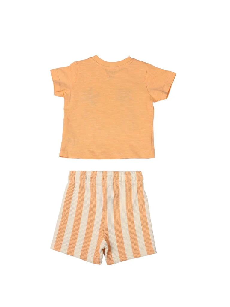 HOP Baby Boys Coral Printed Cotton T-Shirt and Shorts Set - Image 3