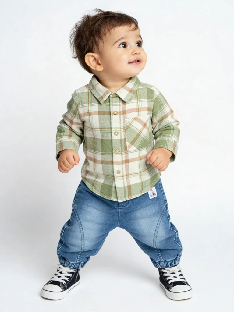 HOP Baby Boys Dark Blue Faded Mid-Rise Denim Joggers