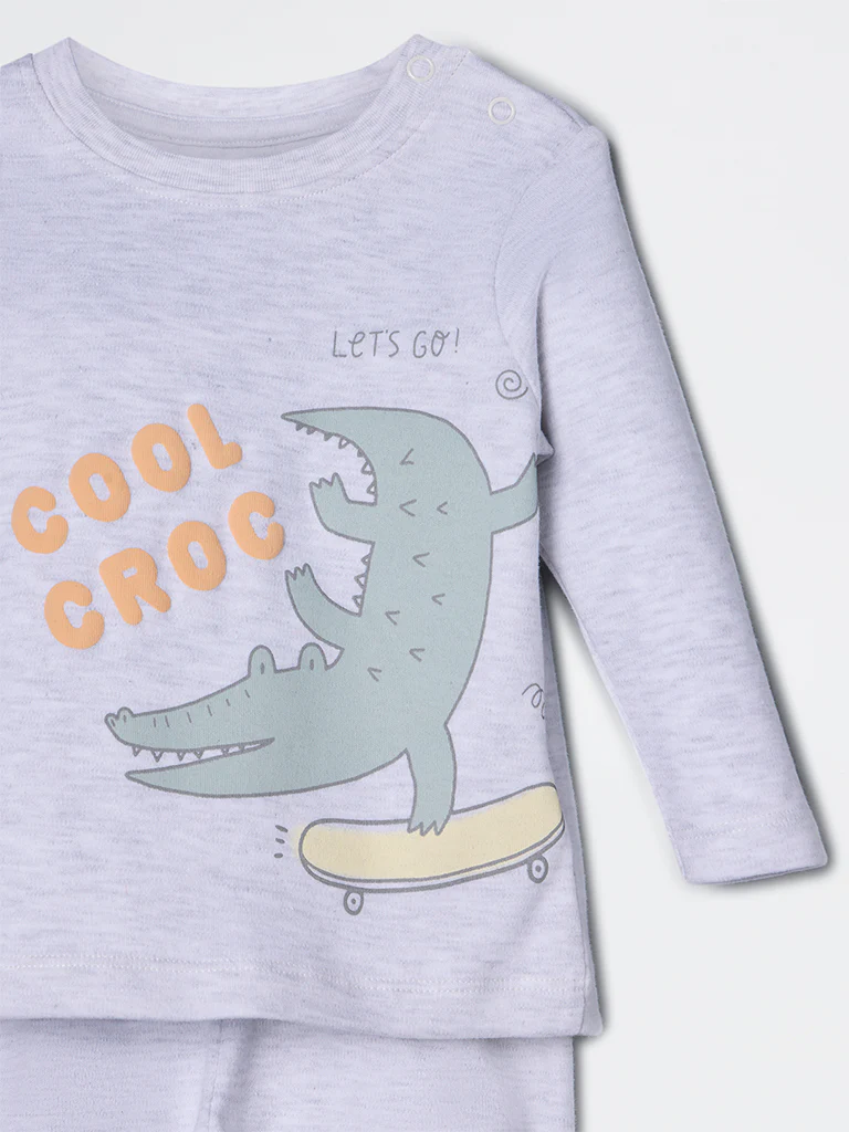 HOP Baby Boys Grey Animal Pattern Cotton Co-ord Set - Exclusive - Image 4