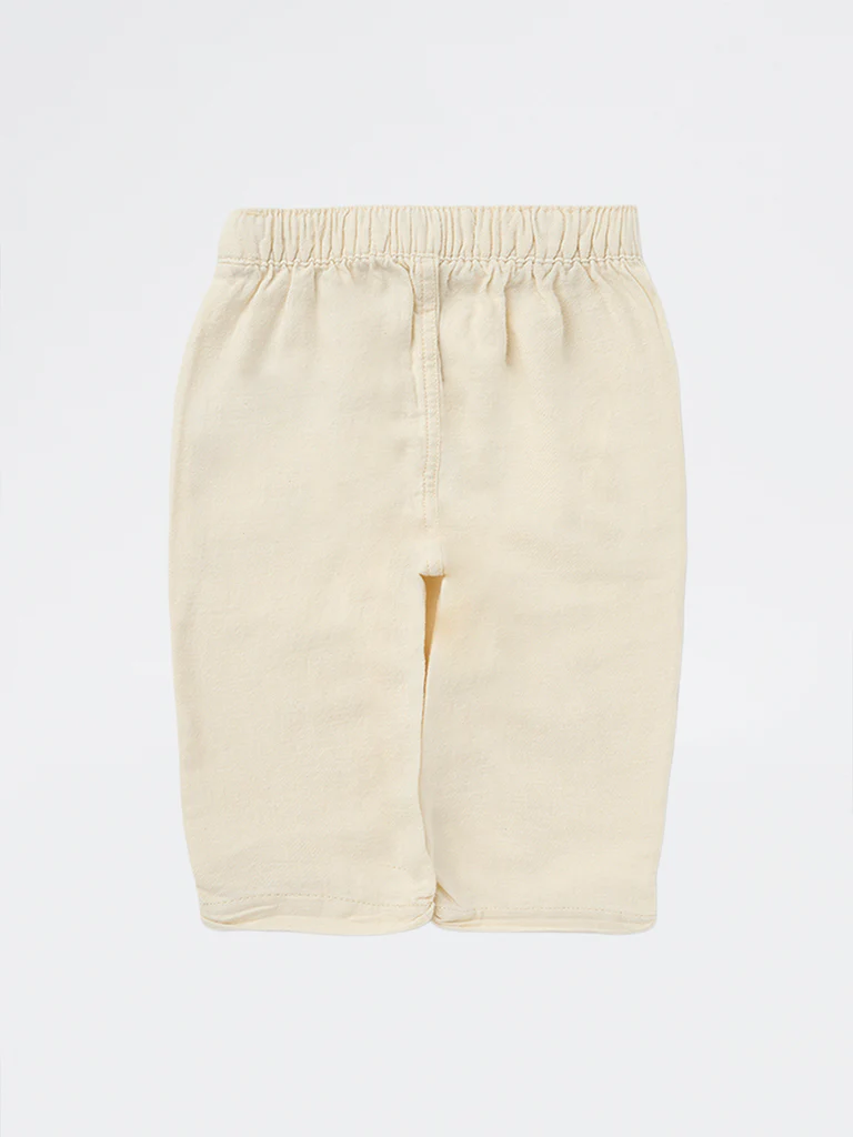 HOP Baby Boys Light Beige Mid-Rise Cotton-Blend Pants - Image 3