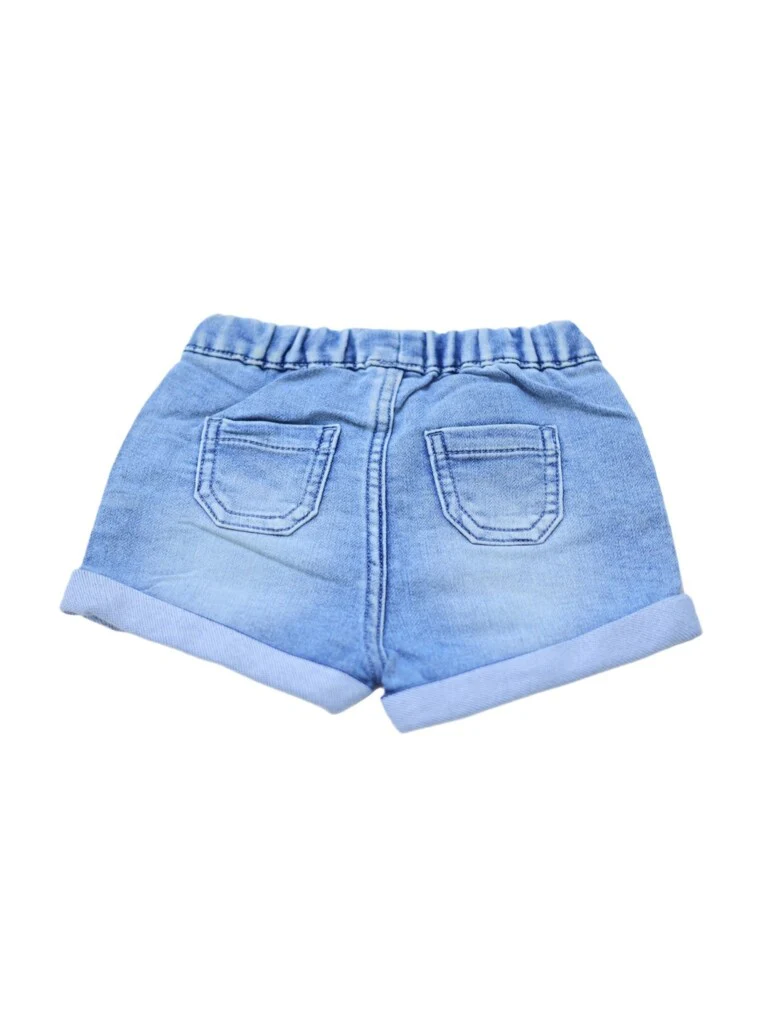 HOP Baby Boys Light Blue Washed Regular Fit Denim Shorts - Image 4