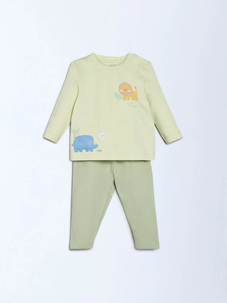 HOP Baby Boys Multicolour Animal Design Cotton T-Shirt and Pants Set - Exclusive - Image 3