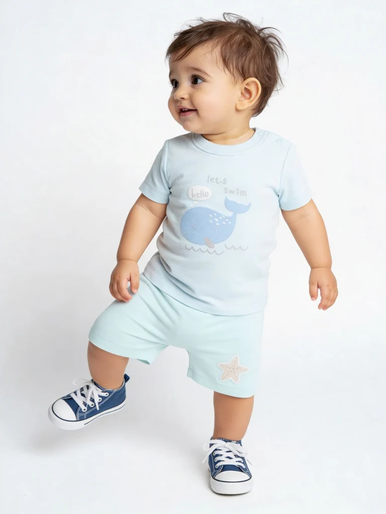 HOP Baby Boys Multicolour Mid-Rise Cotton Shorts - Pack of 3