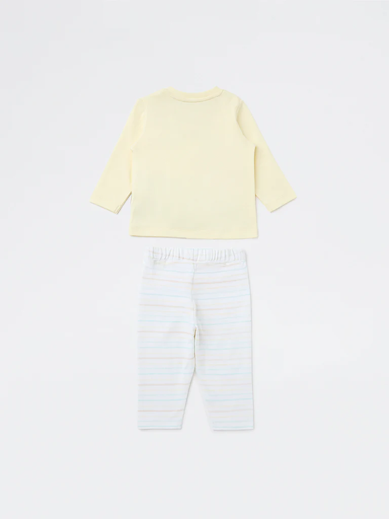 HOP Baby Boys Multicolour Printed Cotton T-Shirt and Pants Set - Image 3