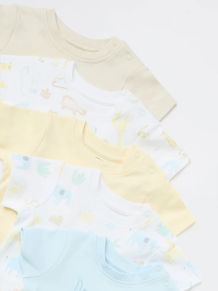 HOP Baby Boys Multicolour Printed Cotton T-Shirts - Pack of 5 - Image 4