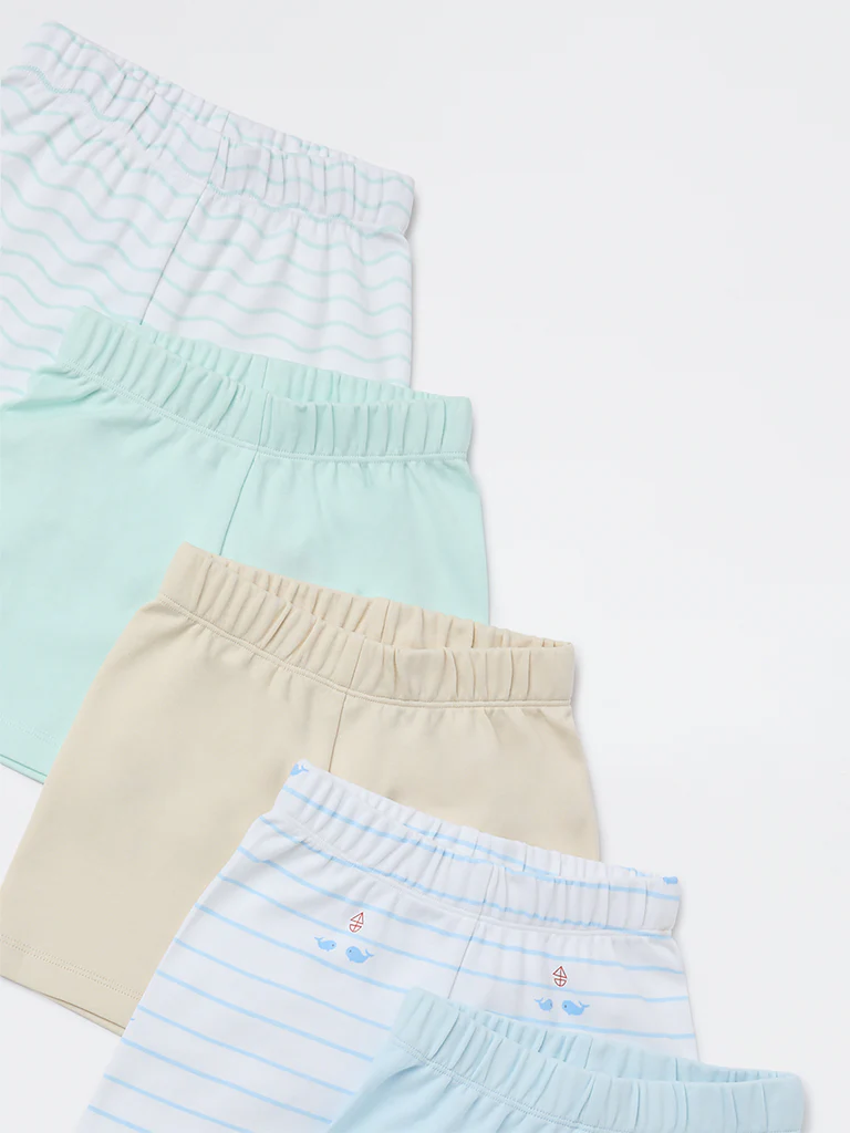 HOP Baby Boys Multicolour Printed Mid-Rise Cotton Shorts - Pack of 5 - Image 4