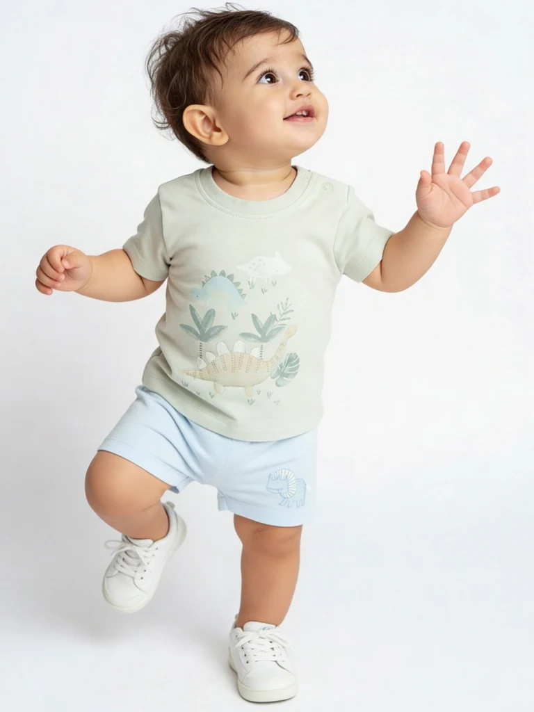 HOP Baby Boys Multicolour Printed Mid-Rise Cotton Shorts - Pack of 5
