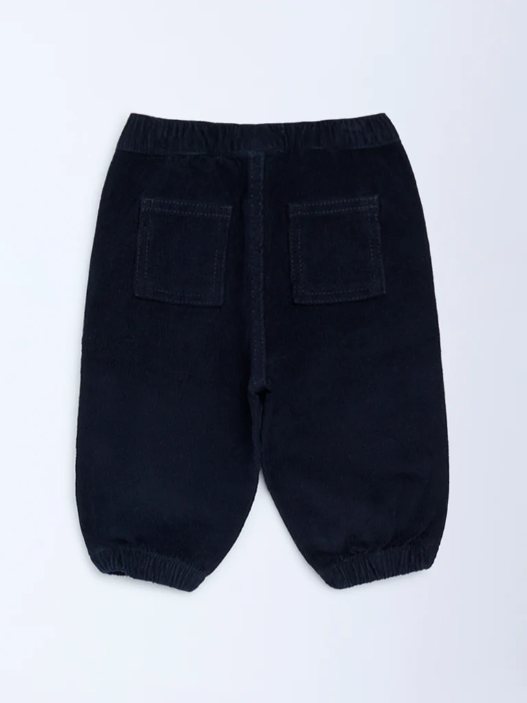 HOP Baby Boys Navy Mid-Rise Corduroy Joggers - Image 4