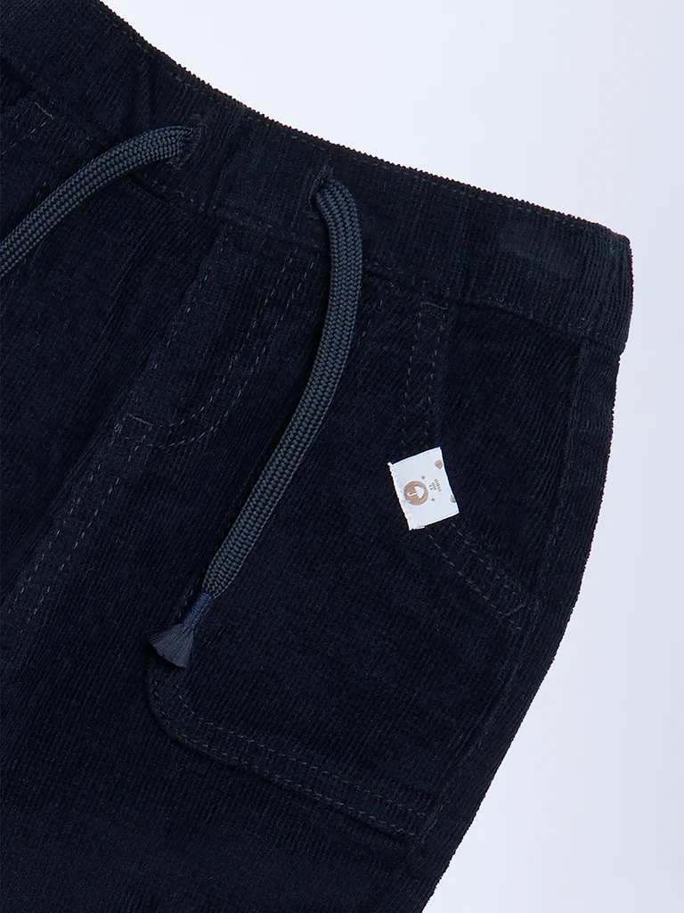 HOP Baby Boys Navy Mid-Rise Corduroy Joggers - Image 5
