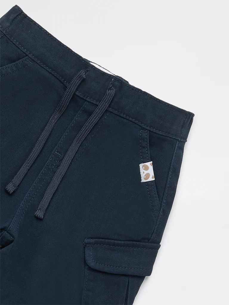 HOP Baby Boys Navy Mid-Rise Cotton-Blend Joggers - Image 5