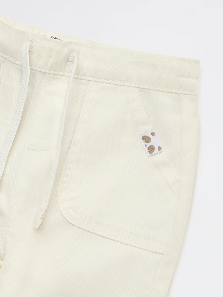 HOP Baby Boys Off-White Mid-Rise Cotton-Blend Joggers - Image 4
