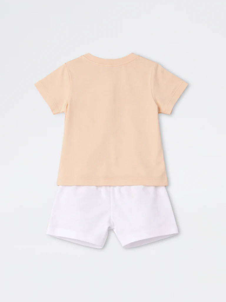 2-Piece HOP Baby Boys Orange Animal Printed Cotton Set - Image 2