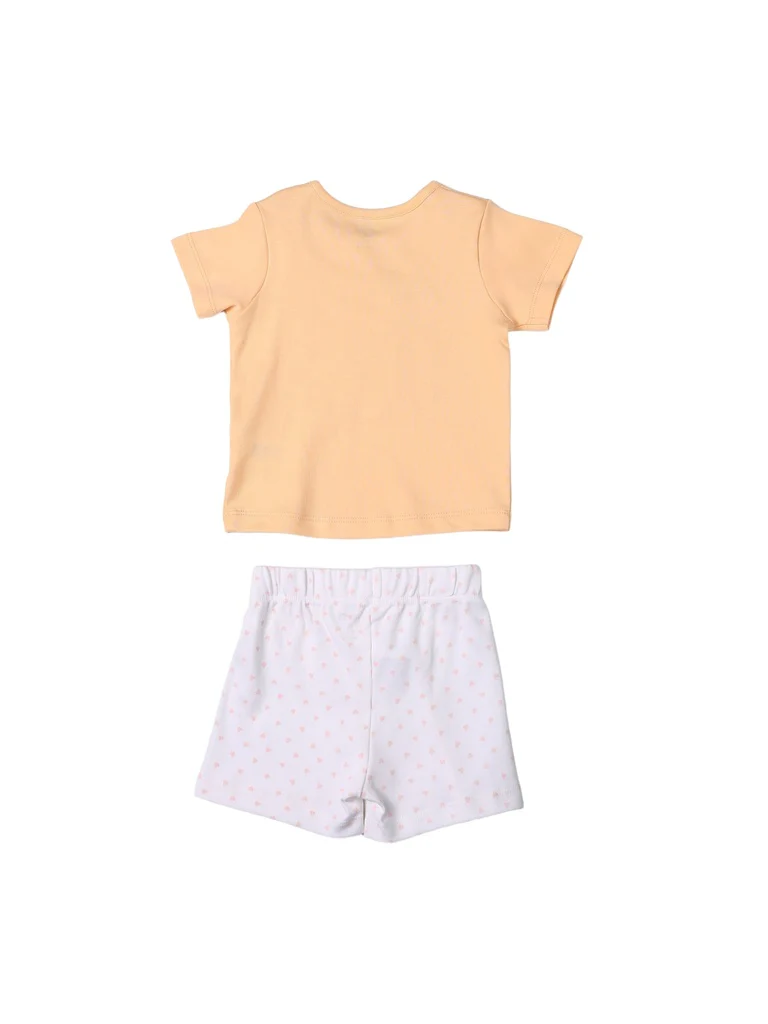 HOP Baby Boys Peach Printed Cotton T-Shirt and Shorts Set - Exclusive - Image 3