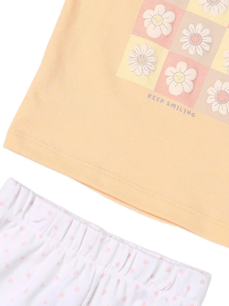 HOP Baby Boys Peach Printed Cotton T-Shirt and Shorts Set - Exclusive - Image 4