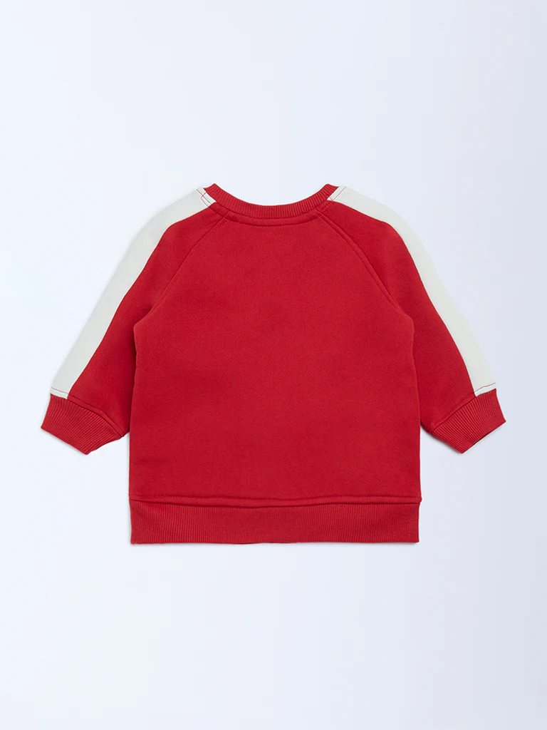 HOP Baby Boys Red Christmas-Themed Cotton-Blend Sweatshirt - Image 3
