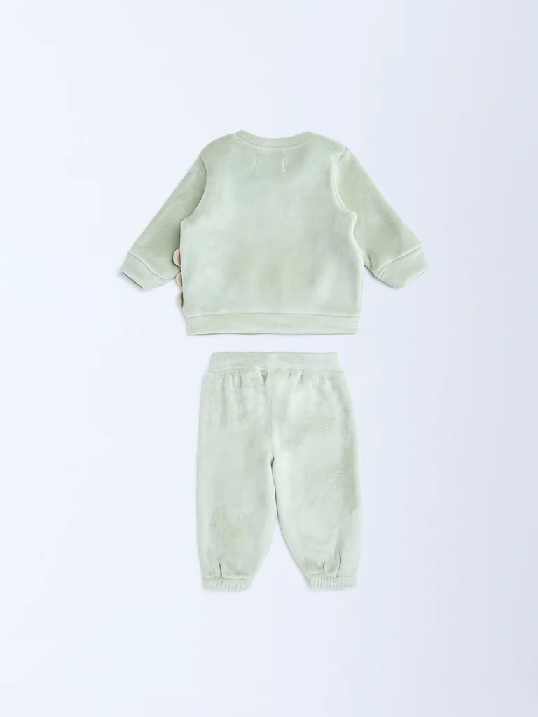 HOP Baby Boys Sage Animal Design Sweatshirt and Joggers Set - Image 3