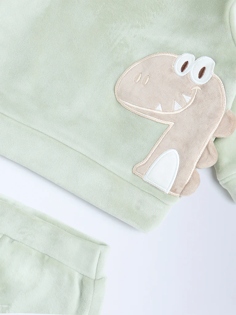 HOP Baby Boys Sage Animal Design Sweatshirt and Joggers Set - Image 4