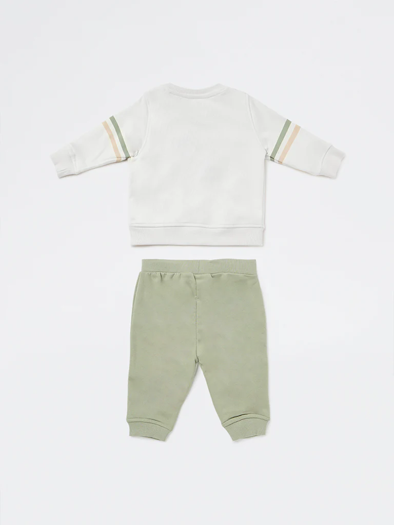 HOP Baby Boys Sage Cotton-Blend Sweatshirt and Joggers Set - Image 2