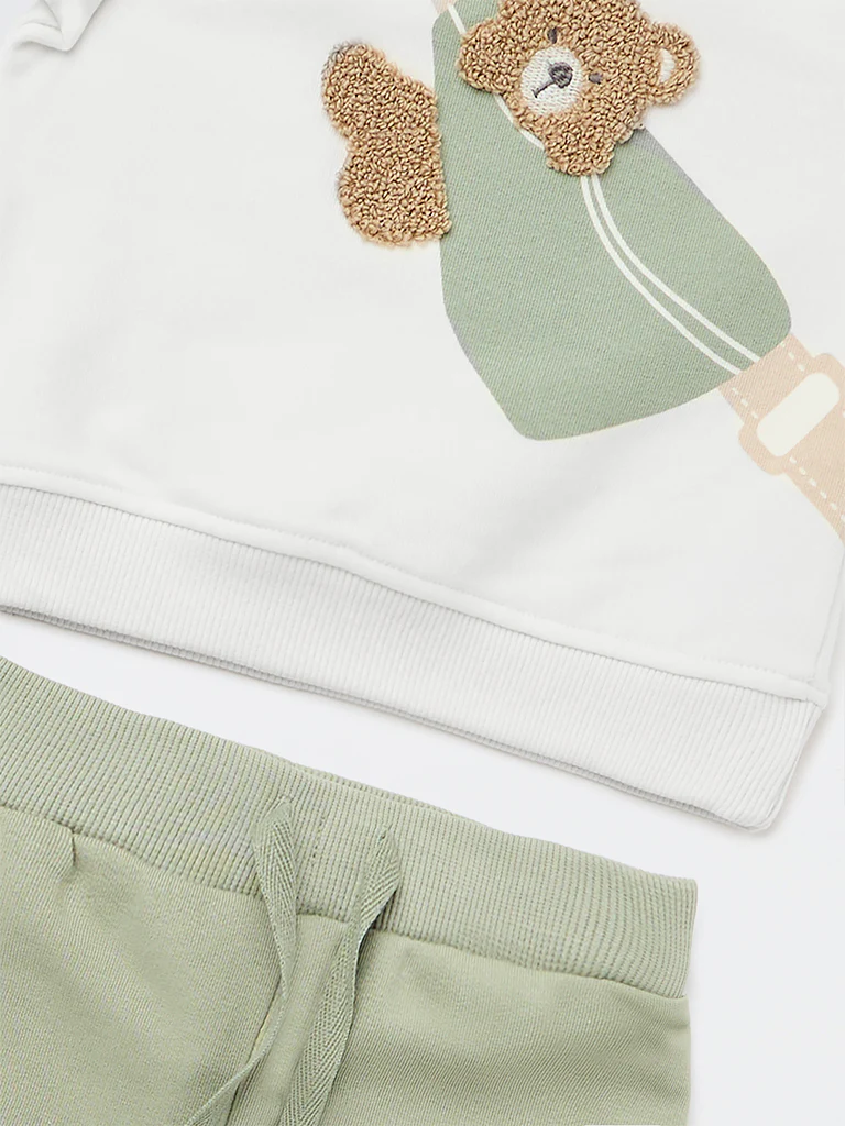 HOP Baby Boys Sage Cotton-Blend Sweatshirt and Joggers Set - Image 3