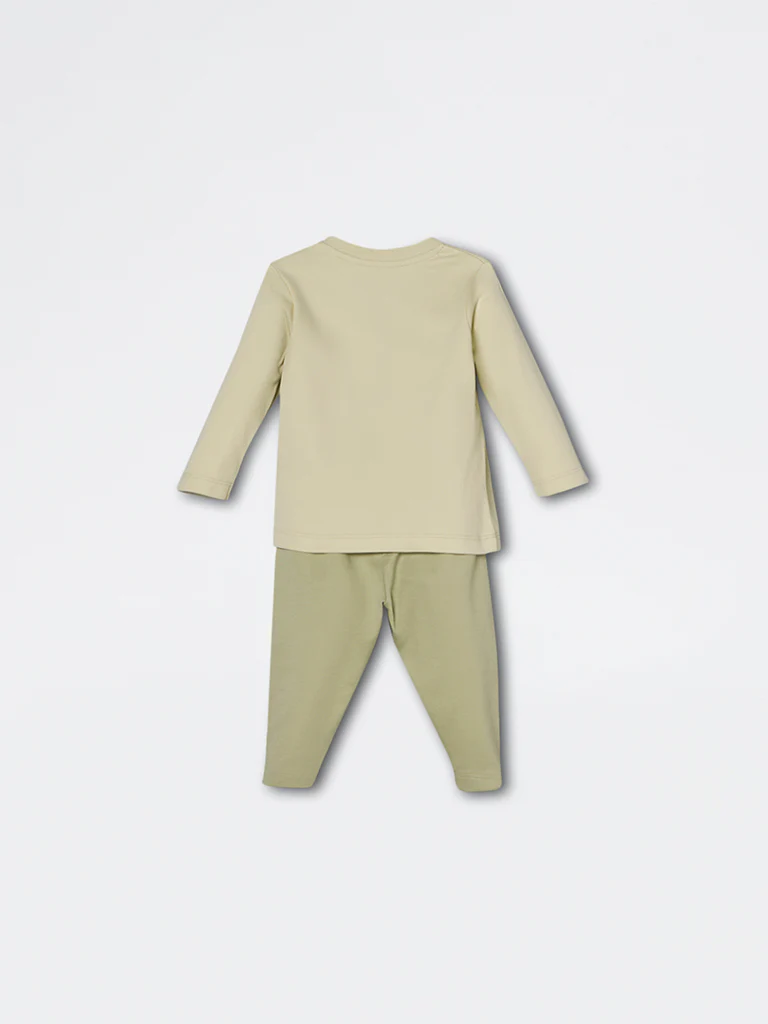 HOP Baby Boys Sage Dinosaur Printed Cotton Co-ord Set - Exclusive - Image 3