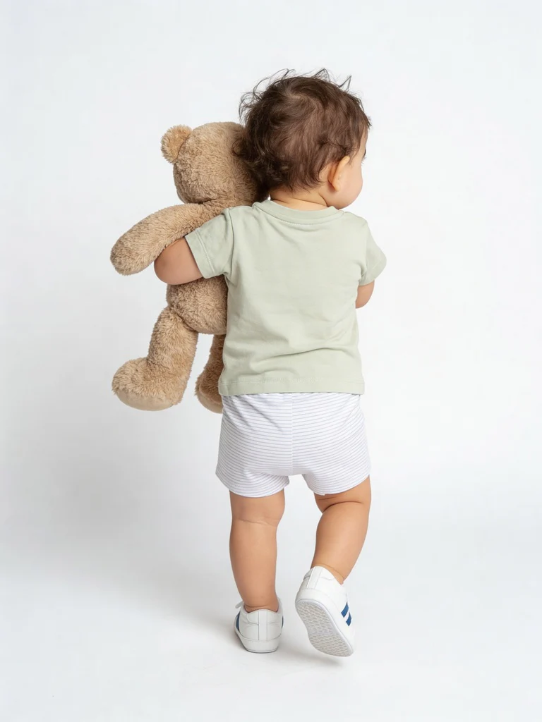 HOP Baby Boys Sage Dinosaur Printed Cotton T-Shirt and Shorts Set - Image 2