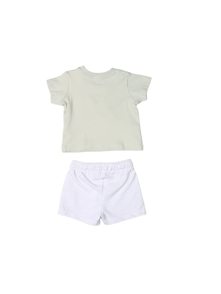 HOP Baby Boys Sage Dinosaur Printed Cotton T-Shirt and Shorts Set - Image 4