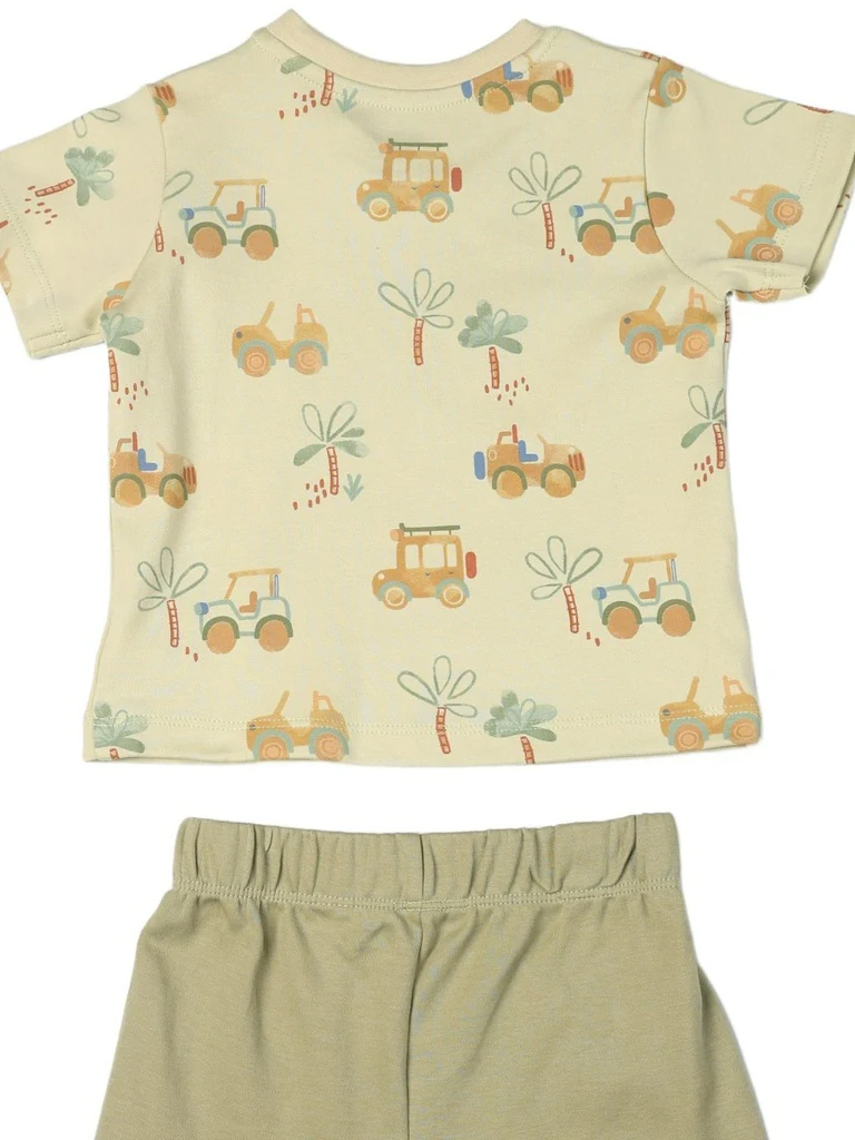 HOP Baby Boys Sage Printed Cotton T-Shirt and Shorts Set - Exclusive - Image 3