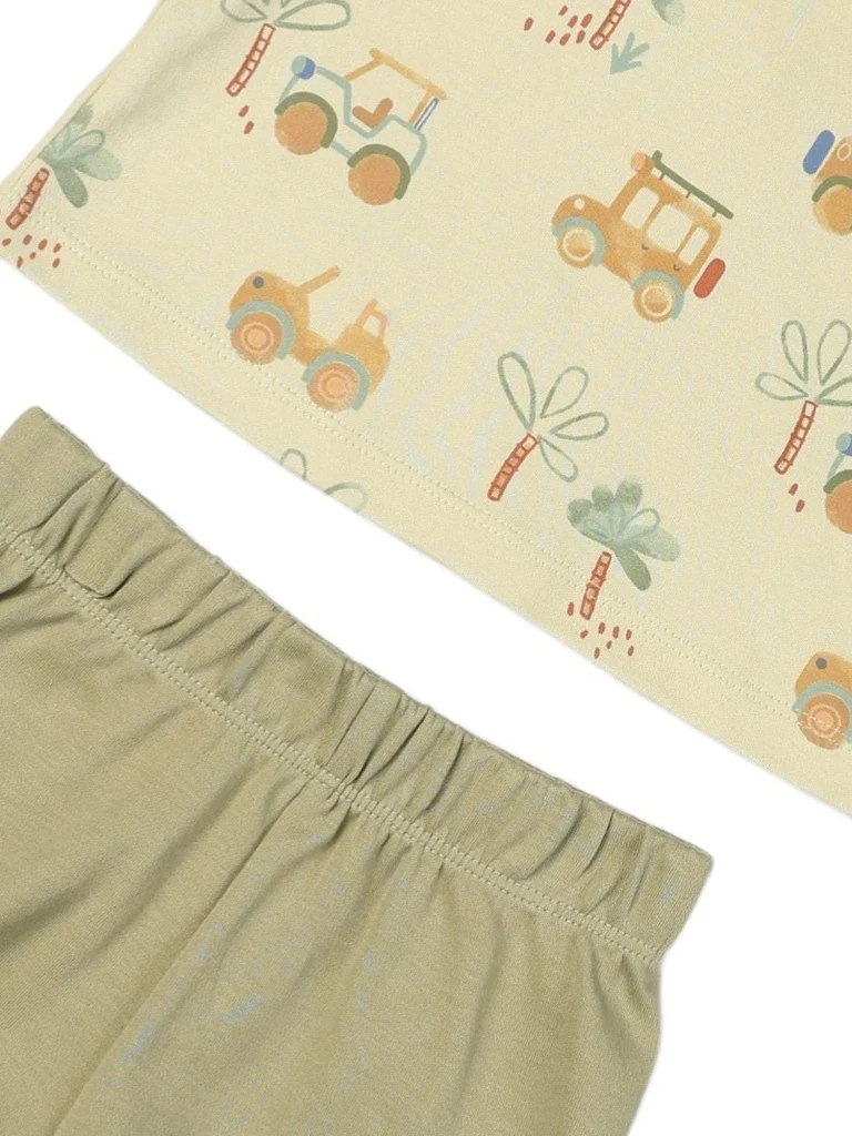 HOP Baby Boys Sage Printed Cotton T-Shirt and Shorts Set - Exclusive - Image 4