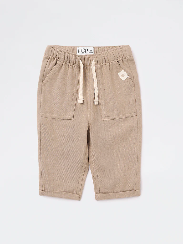 HOP Baby Boys Taupe Mid-Rise Cotton-Blend Pants - Image 3