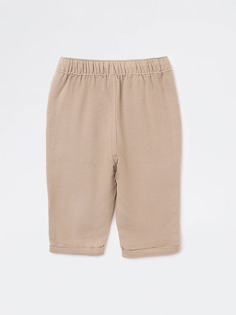 HOP Baby Boys Taupe Mid-Rise Cotton-Blend Pants - Image 4