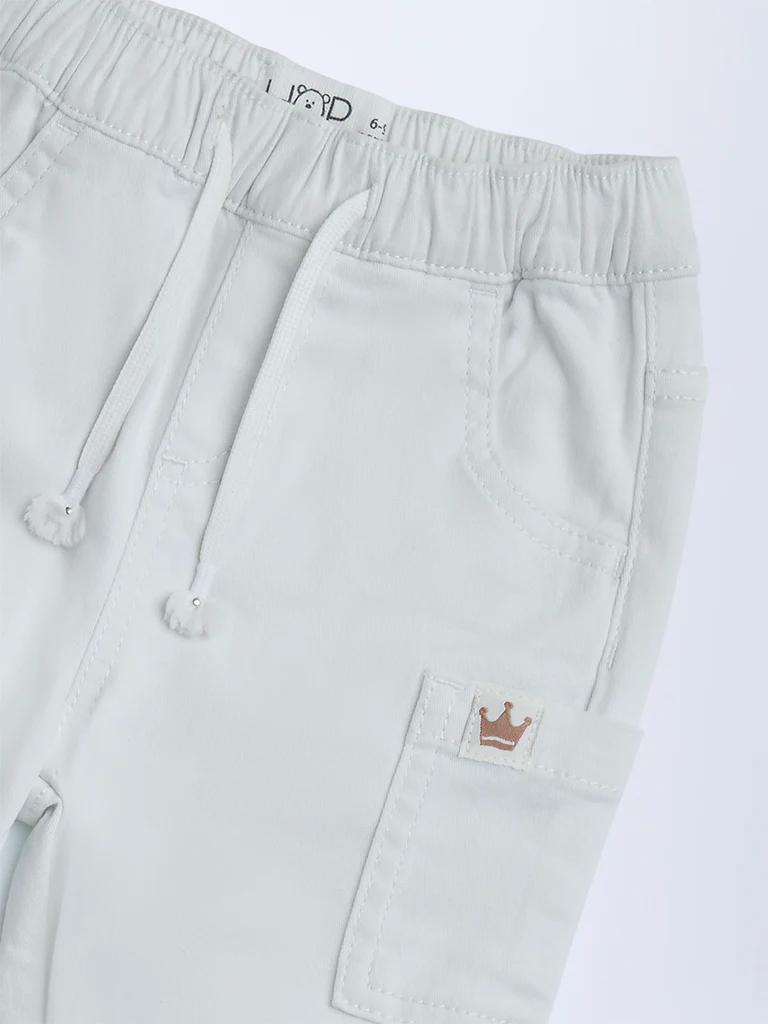 HOP Baby Boys White Mid-Rise Cotton-Blend Joggers - Image 5